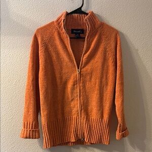 Denim&Co Orange Cardigan Sweater with Knit Texture